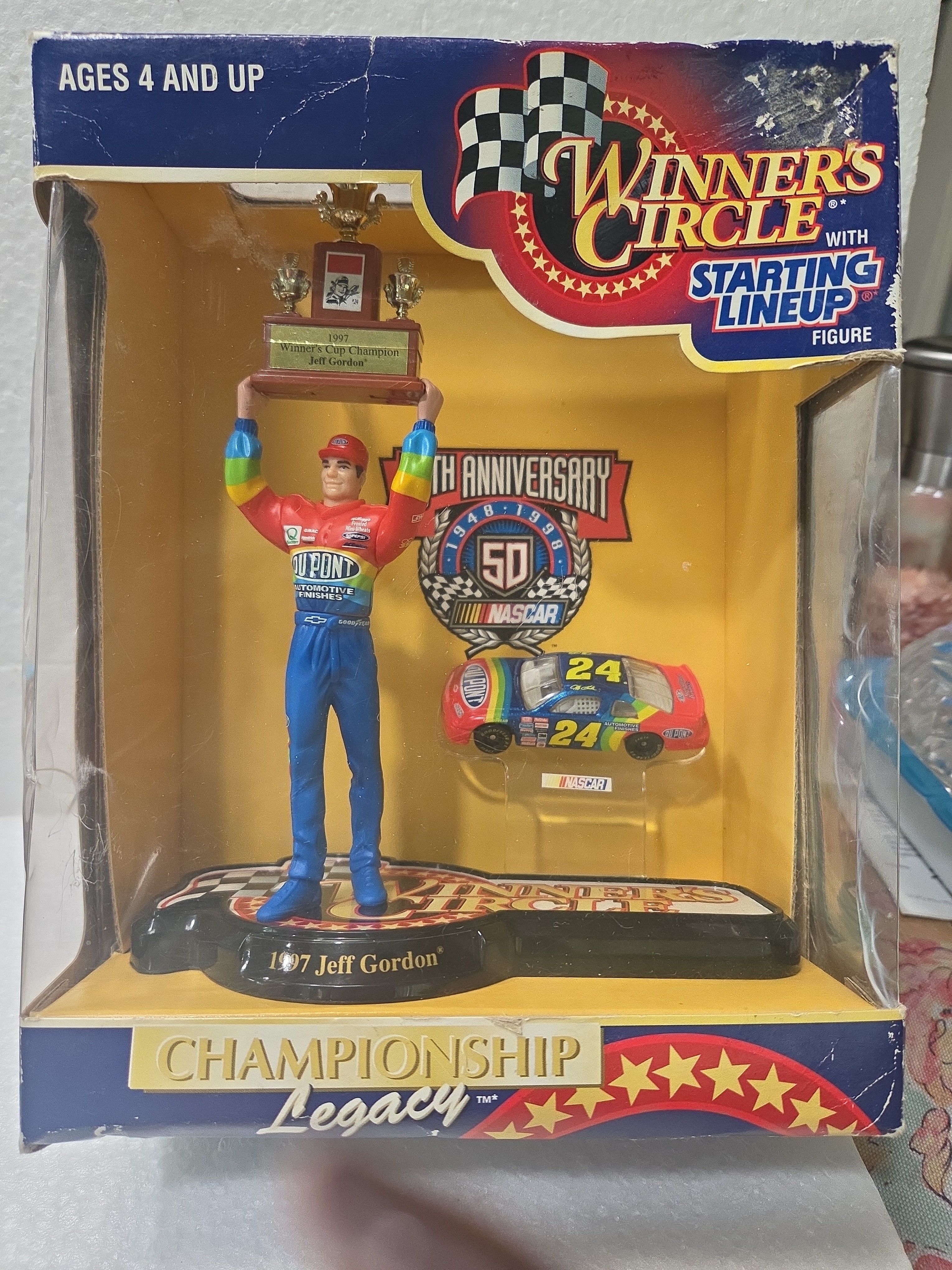 Hasbro Winner's Circle Jeff Gordon Figure With Red, Blue, Yellow, Green